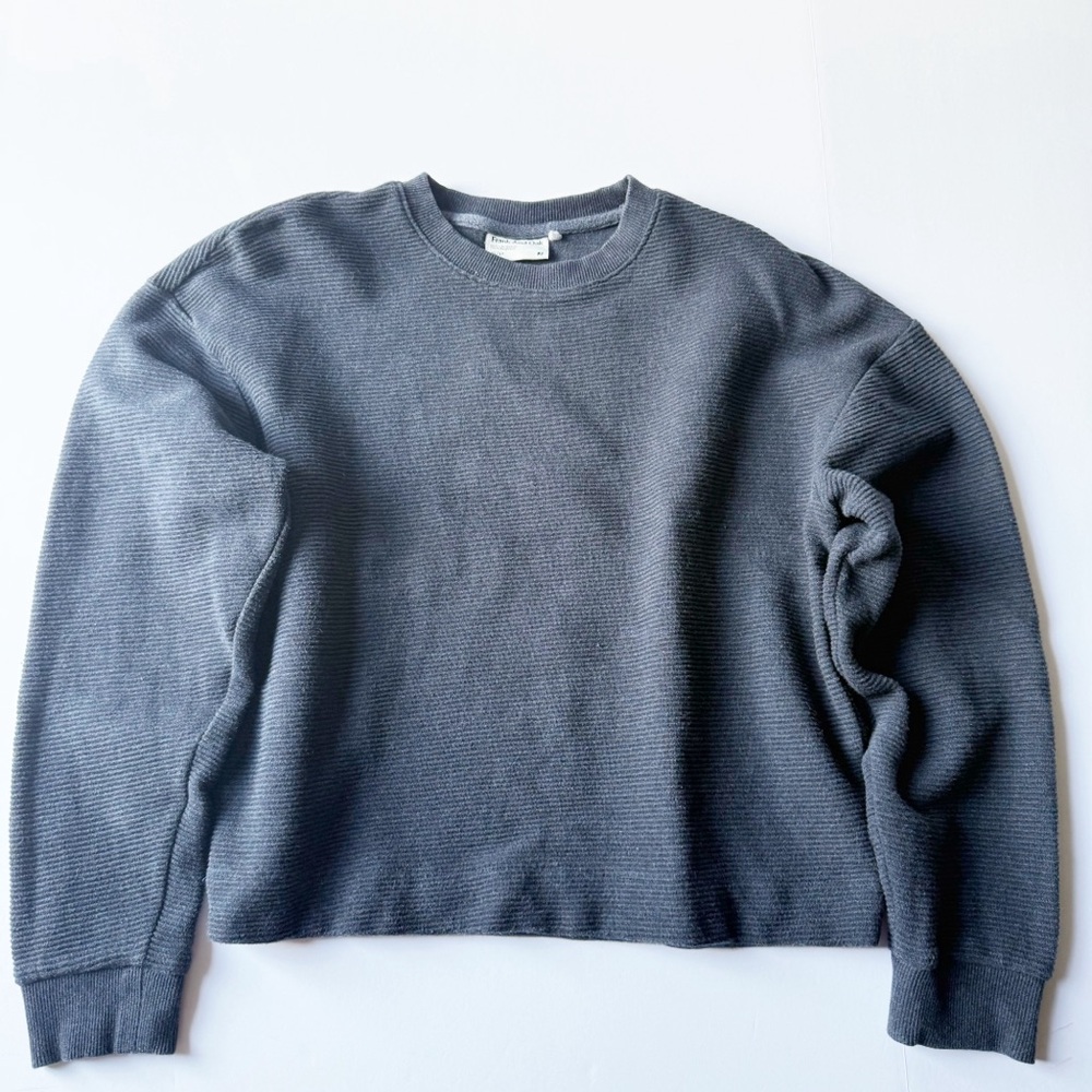 Frank and Oak Ribbed Copped Boxy Pullover Navy Small